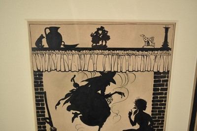 Lot 1341 - Arthur Rackham (1867-1939) pen and ink illustrations - 'The ugly sisters return to Cinderella', one signed, 22cm x 18cm, mounted and framed as one