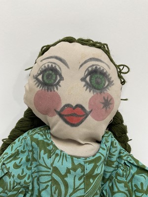 Lot 678 - Rag doll made by Dione Page .60cm high. Provenance: the vendor was friends with Dione Page and taught her children at school