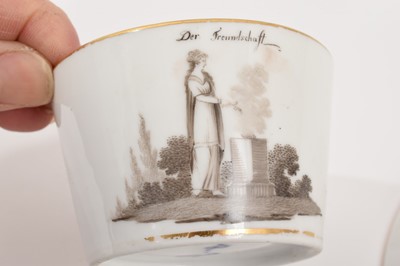 Lot 118 - Group of continental porcelain, including a Tournai plate, circa 1780, with moulded edge, painted in underglaze blue with flowers in the oriental style, together with a German cup and saucer pai...
