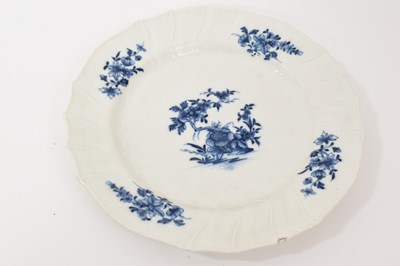 Lot 118 - Group of continental porcelain, including a Tournai plate, circa 1780, with moulded edge, painted in underglaze blue with flowers in the oriental style, together with a German cup and saucer pai...