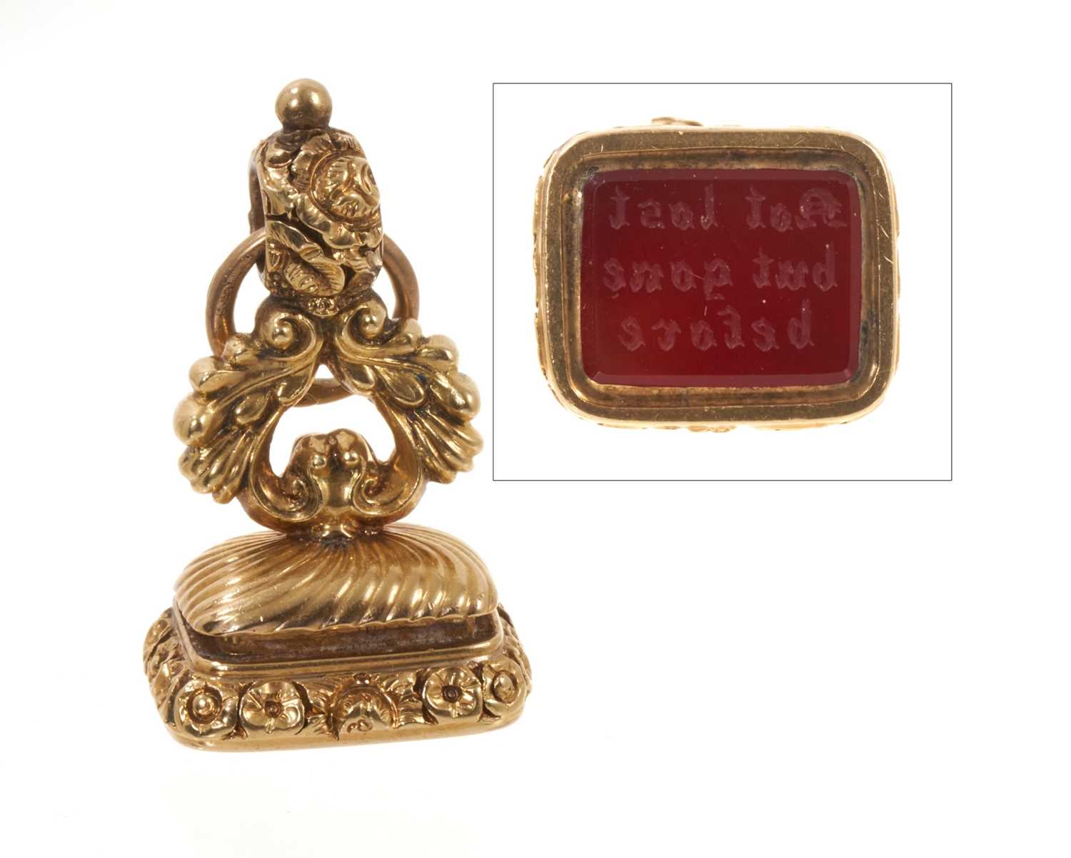 George Iii Inscription Lot 528 - Unusual George III gold mourning seal, the