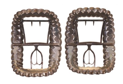 Lot A fine pair of large George III paste set shoe buckles with 'black dot' paste stones in white metal setting with polished steel fittings, in original fitted case with a hand written note; "Buck...