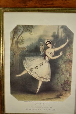 Lot 1368 - After John Brandard, lithograph of the ballet dancer Carlotta Grisi, "in the favourite ballet of Giselle; ou Les Wilis", published London c. 1841, facsimile signature, 34cm x 27.5cm, in maple fr...