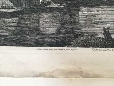 Lot 320 - Luigi Rossini (1790-1857) etching with engraving - Veduta della Gran Mole Adriana e Ponte Elio, Roma 1821, 42.5cm x 55cm, unframed