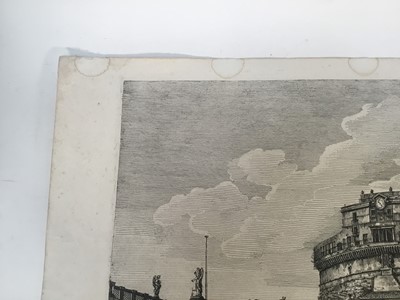 Lot 320 - Luigi Rossini (1790-1857) etching with engraving - Veduta della Gran Mole Adriana e Ponte Elio, Roma 1821, 42.5cm x 55cm, unframed