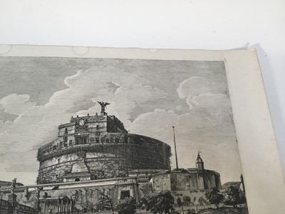 Lot 320 - Luigi Rossini (1790-1857) etching with engraving - Veduta della Gran Mole Adriana e Ponte Elio, Roma 1821, 42.5cm x 55cm, unframed