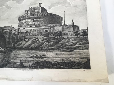 Lot 320 - Luigi Rossini (1790-1857) etching with engraving - Veduta della Gran Mole Adriana e Ponte Elio, Roma 1821, 42.5cm x 55cm, unframed