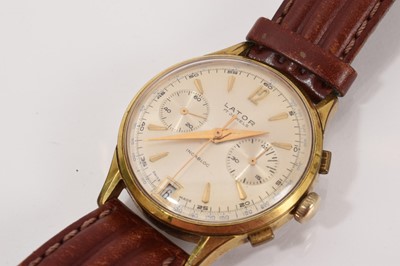 Lot 757 - Lator gold plated stainless steel wristwatch on brown leather strap