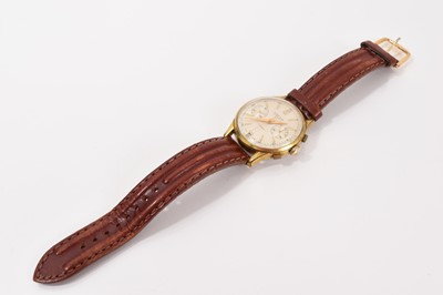 Lot 757 - Lator gold plated stainless steel wristwatch on brown leather strap