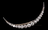 Lot 603 - Victorian diamond crescent brooch with...