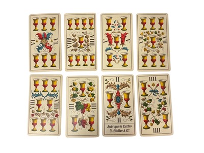 Lot 1085 - Complete deck of 78 antique Tarot cards, by J Muller and Cie