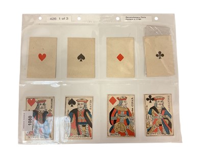 Lot 1080 - Rare deck of Paris Pattern 'Revolutionary' 'Corrected' playing cards, circa 1790