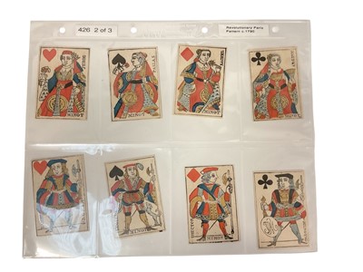 Lot 1080 - Rare deck of Paris Pattern 'Revolutionary' 'Corrected' playing cards, circa 1790