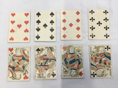 Lot 1081 - Complete deck of 52 Expatriate (or Belgian pattern family of the Paris pattern) playing cards