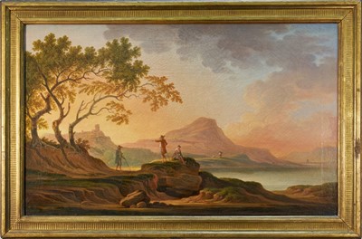 Lot 1312 - Adolf Friedrich Harper (German, 1725-1806) oil on canvas - Extensive Continental Landscape, signed and dated 1798, 56cm x 92cm, in gilt frame