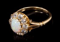 Lot 617 - Victorian opal and diamond cluster ring with...