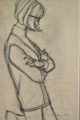 Lot 1461 - Sonya Todd (Contemporary), pencil working sketch for a fashion illustration for Bentalls, signed and dated 1963, 49 x 31cm, glazed frame, together with a framed print of the final advert. (2)