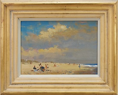 Lot Roy Petley (b.1950) oil on board - 'Summer Days, Sea Palling', signed, 24cm x 34cm, in painted frame