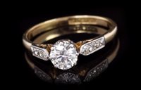 Lot 623 - Diamond single stone ring with a brilliant cut...