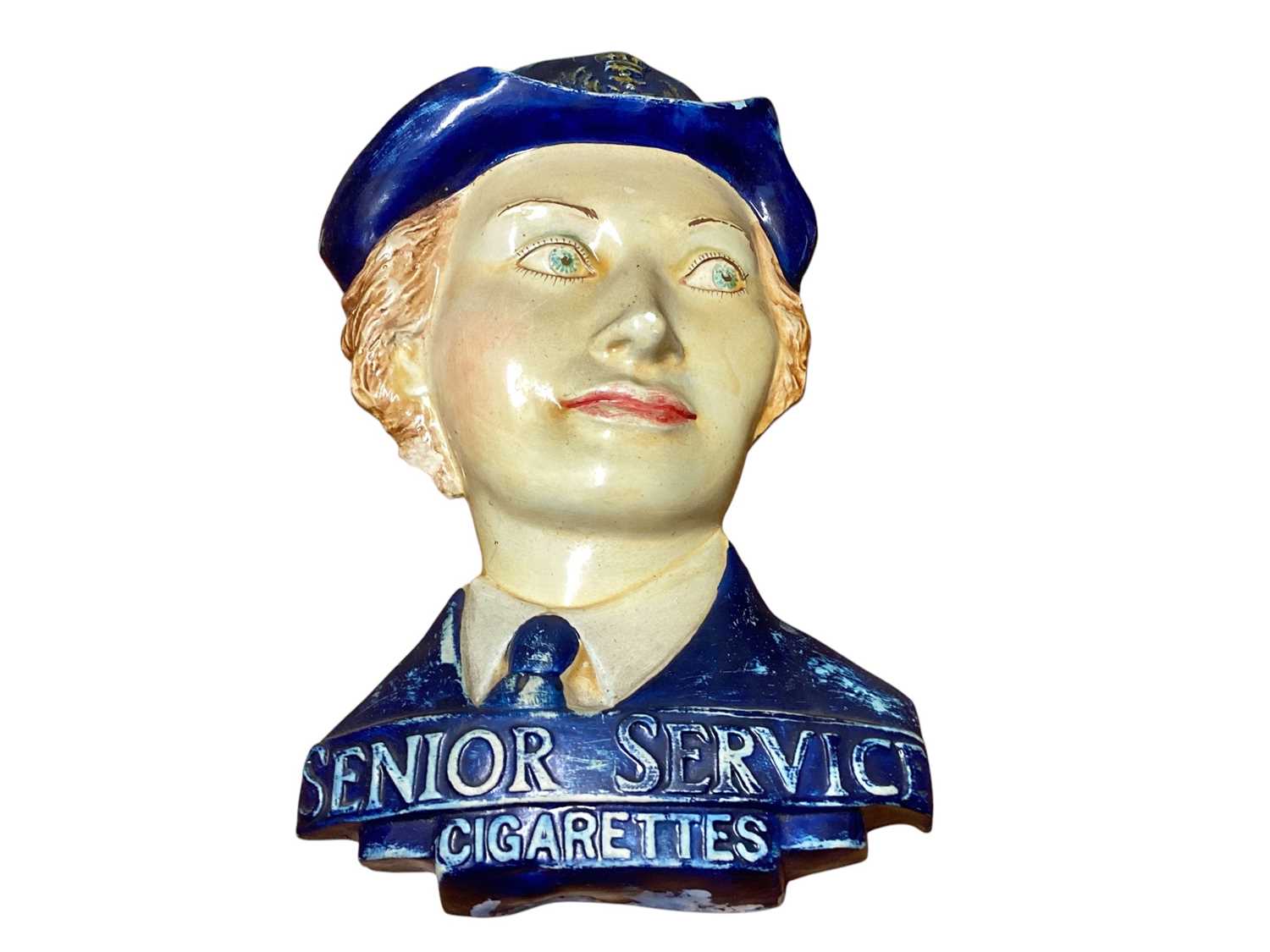 Lot 1147 - Senior Service Cigarettes painted plaster advertising sign in the form of a Royal Navy WREN
