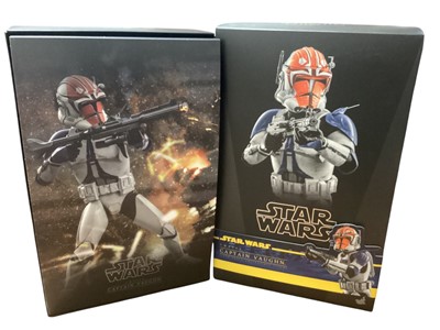 Lot 211 - Star Wars Hot Toys 1/6th Scale action figure 'Clone Wars' Captain Vaughn, boxed, TMS065 and Coruscant Guard, boxed TMS025