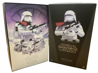 Lot 222 - Star Wars Hot Toys 1/6th Scale action figure 'The Force Awakens' First order Stormtrooper Officer (Jakku exclusive), Boxed, MS322 and First order Snowtrooper Officer, Boxed, MS322.