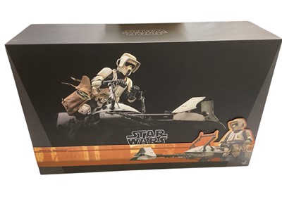 Lot 228 - Star Wars Hot Toys 1/6th Scale action figure 'The Mandalorian' Scout Trooper & Speeder Bike, boxed, TMS017