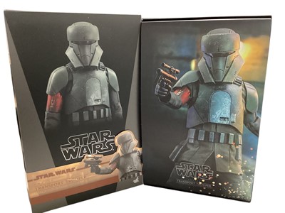 Lot 240 - Star Wars Hot Toys 1/6th Scale action figure 'The Mandalorian' Transport Trooper, boxed, TMS030 and Artillary Stormtrooper TMS047.