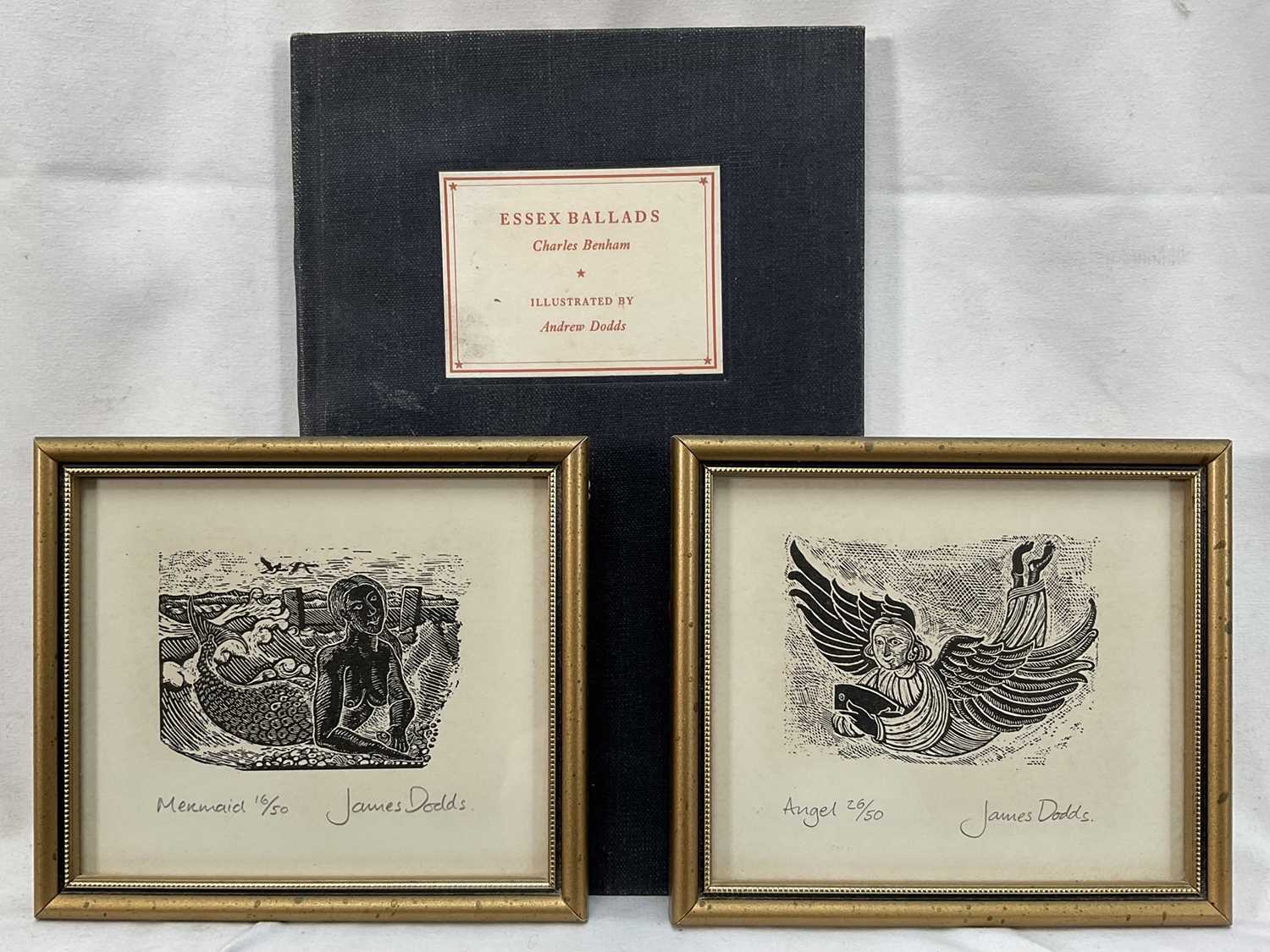 Lot 17 - James Dodds, two woodcut prints and limited edition book 'Essex Ballards' by Charles Edwin Benham and illustrated by Andrew Dodds