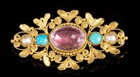 Lot 653 - Regency brooch with a central pink foil-backed...