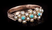 Lot 655 - Regency seed pearl and turquoise forget-me-not...