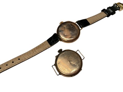 Lot 137 - 1920s Rolex 9ct gold cased wristwatch, together with another 9ct gold cased watch (2)