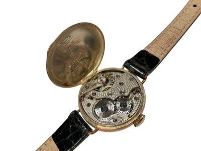 Lot 137 - 1920s Rolex 9ct gold cased wristwatch, together with another 9ct gold cased watch (2)