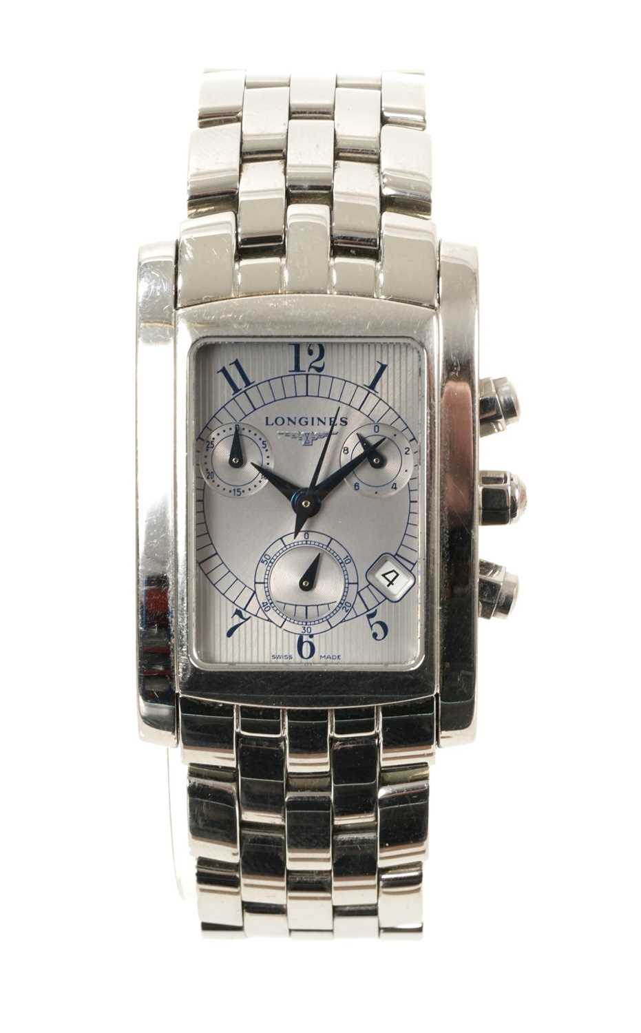 Lot 697 - Longines Dolce Vita stainless steel chronograph wristwatch