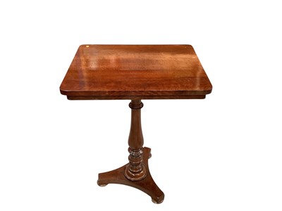 Lot 1326 - 19th century mahogany occasional table with rounded rectangular tilt-top, turned column and trefoil base, 45cm x 56cm