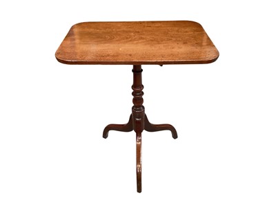 Lot 1325 - 19th century mahogany tripod wine table with rounded rectangular top, on splayed legs, 62cm x 44cm
