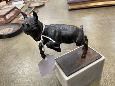 Lot 797 - Karl Heynen-Dumont (German 1883-1955), bronze of a leaping goat kid on marble plinth base