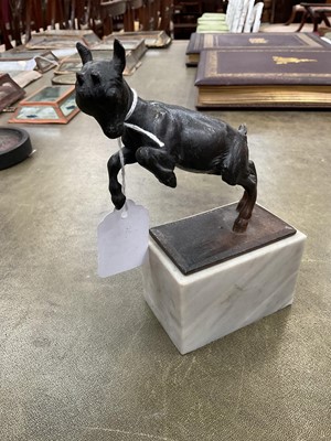 Lot 797 - Karl Heynen-Dumont (German 1883-1955), bronze of a leaping goat kid on marble plinth base