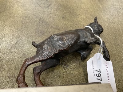 Lot 797 - Karl Heynen-Dumont (German 1883-1955), bronze of a leaping goat kid on marble plinth base
