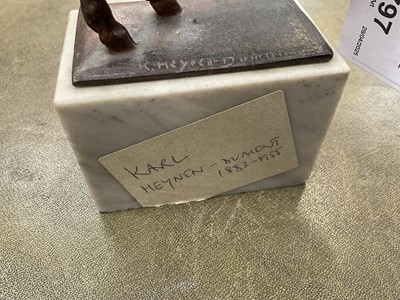 Lot 797 - Karl Heynen-Dumont (German 1883-1955), bronze of a leaping goat kid on marble plinth base