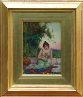 Lot 1357 - Oliver Rhys (act. 1876 - 1895), oil on panel -...