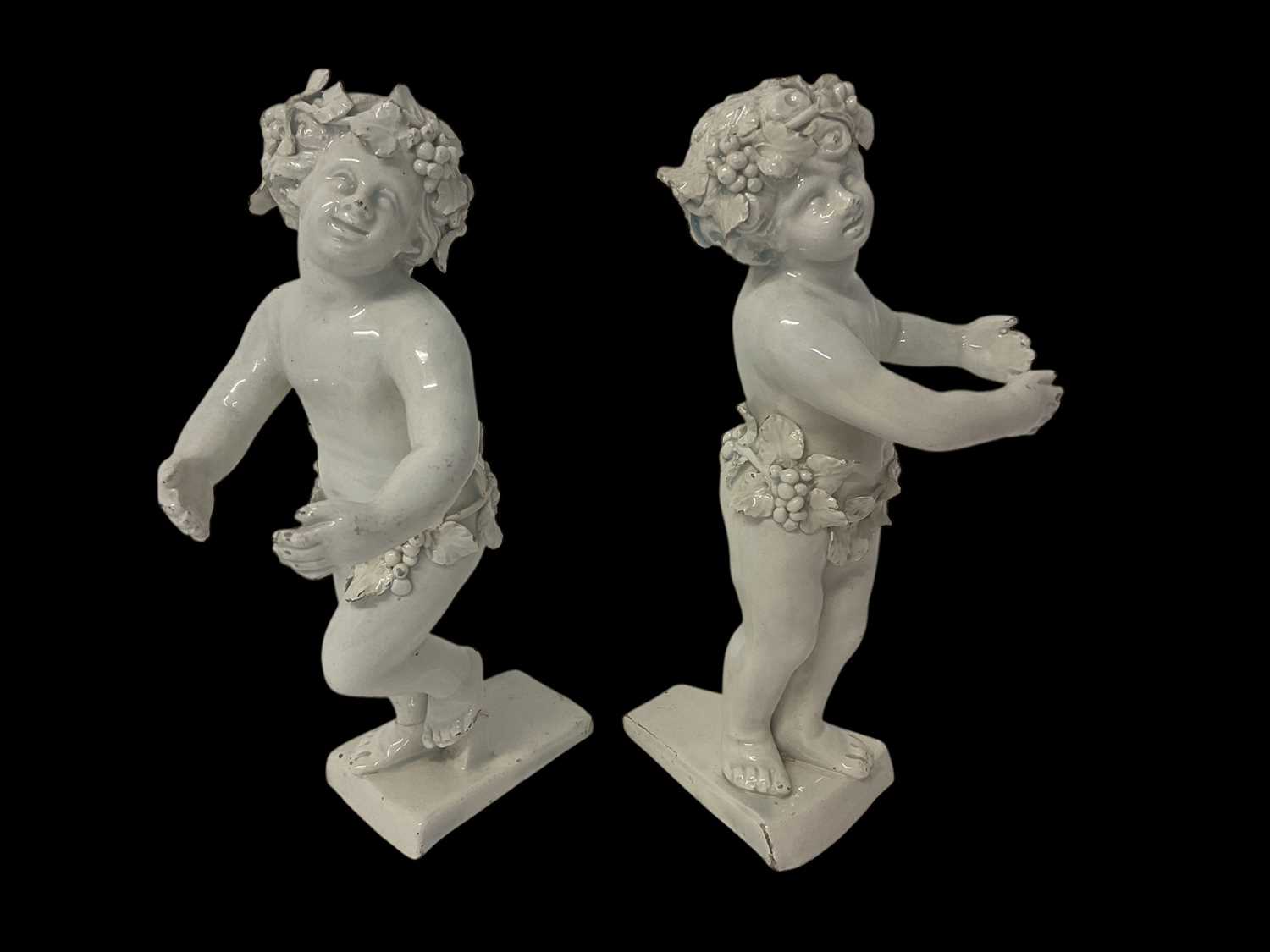 Lot 42 - Pair of 18th century continental white-glazed porcelain figures of putti