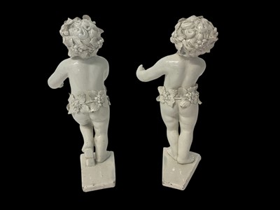 Lot 42 - Pair of 18th century continental white-glazed porcelain figures of putti