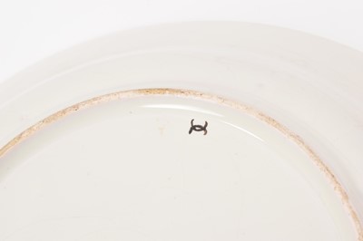 Lot 39 - 18th century Niderviller tin glazed earthenware plate, with polychrome ornithological bird and insect decoration, marked to base