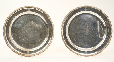 Lot 26 - Pair 19th century silver plated plate stands, engraved with Marquess’s coronet and monogram