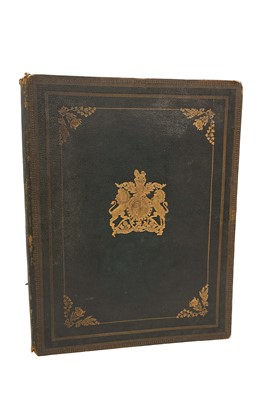 Lot 24 - Impressive Victorian tooled leather blotter/folio case with gilt embossed Royal Arms to cover