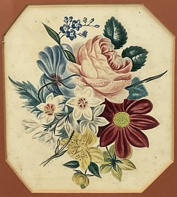 Lot 148 - Victorian watercolour on paper, flowers, in maple frame. 17 x 15cm excluding frame