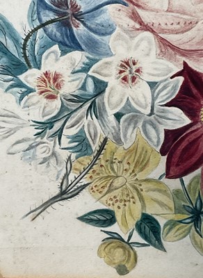 Lot 148 - Victorian watercolour on paper, flowers, in maple frame. 17 x 15cm excluding frame