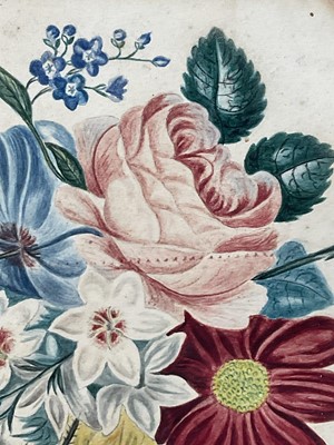 Lot 148 - Victorian watercolour on paper, flowers, in maple frame. 17 x 15cm excluding frame