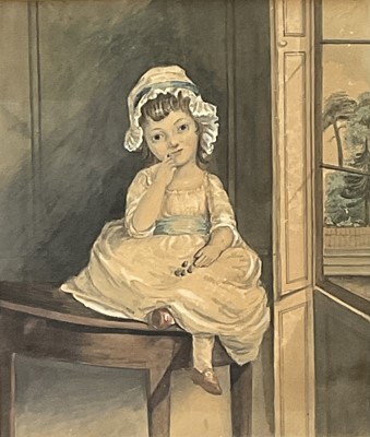 Lot 149 - George III period watercolour of Anne Louisa Dampier, painted by her father Edward Dampier c.1795. Inscribed verso. In rosewood frame. 22 x 19cm excluding frame